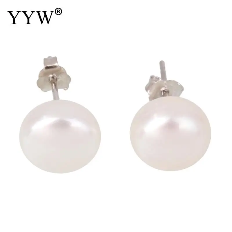 

Freshwater Pearl Stud Earrings Silver Color Plated with Freshwater Pearl real silver plated natural 10-10.5mm Sold By Pair