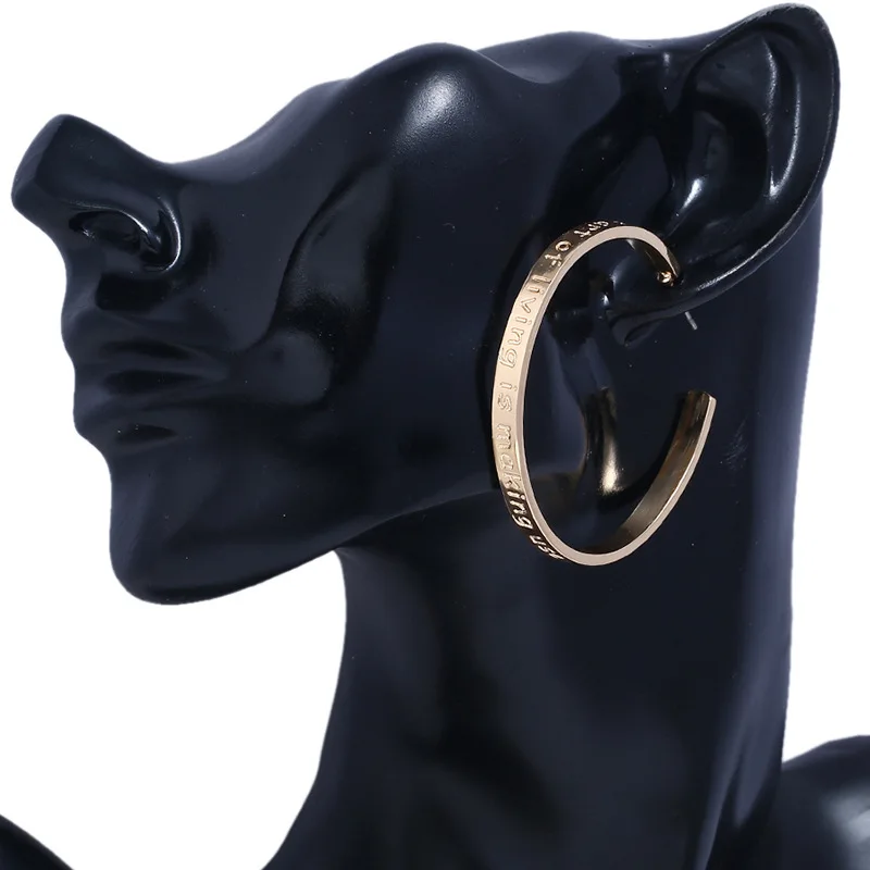 Винтажные массивные буквы большие круглые серьги для женщин леди простой