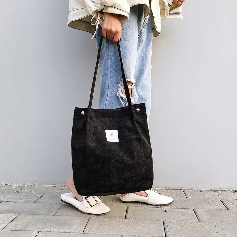 Женская Вельветовая Сумка тоут для отдыха Повседневная Складная многоразовая