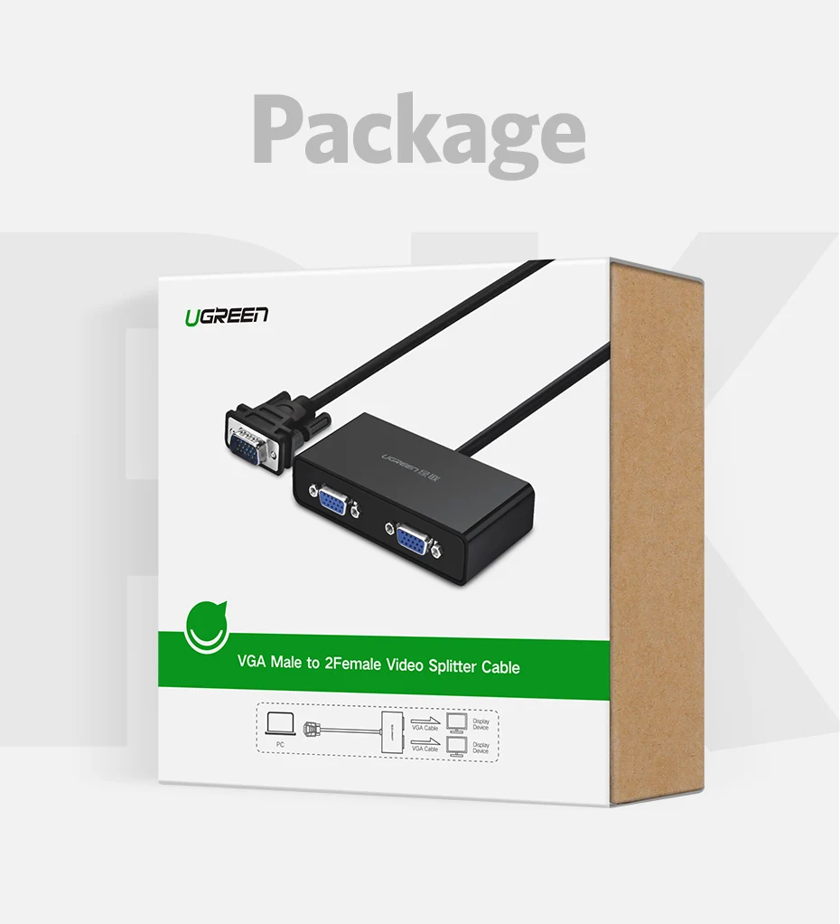 Ugreen 2 порты VGA переключатель VGA сплиттер 1920*1440 VGA мужчин и двух женщин сплиттер кабель для проектор для ноутбука HDTV сплиттер