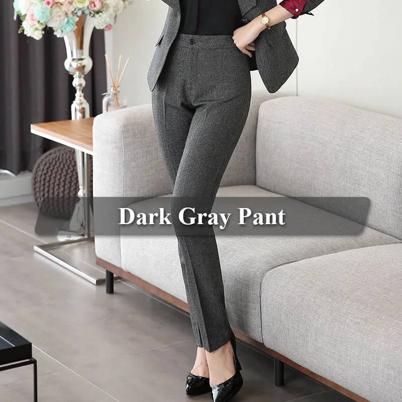 Dark Gray Полная длина, профессиональные деловые формальные брюки, женские брюки, для девушек, стройная женская рабочая одежда, для офиса, для девушек, карьера, одежда размера плюс - Цвет: Dark Gray