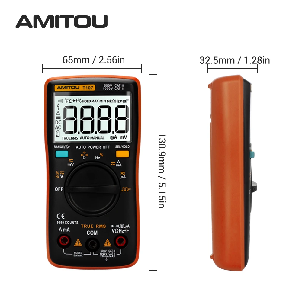 AMITOU T107 мультиметры цифровые вольтметр автомобильный тестер конденсаторов