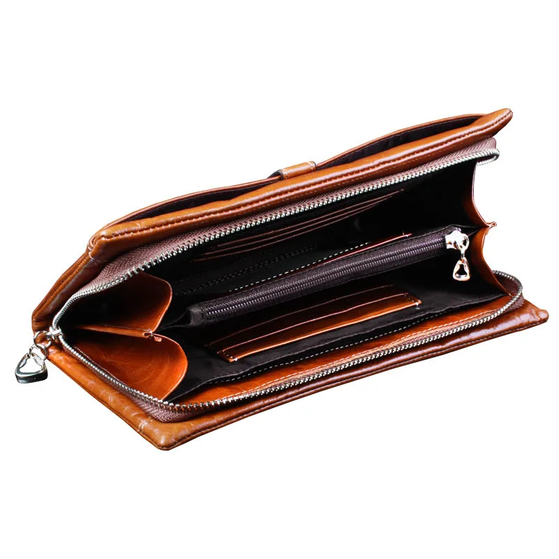 Новая мода 100% натуральная кожа женский кошелек сумка из воловьей кожи Большой