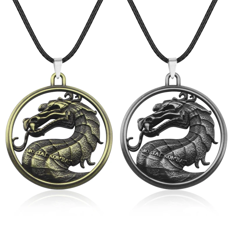 Винтажное ожерелье с кожаной цепочкой Game Mortal Kombat Advance массивное металлическое