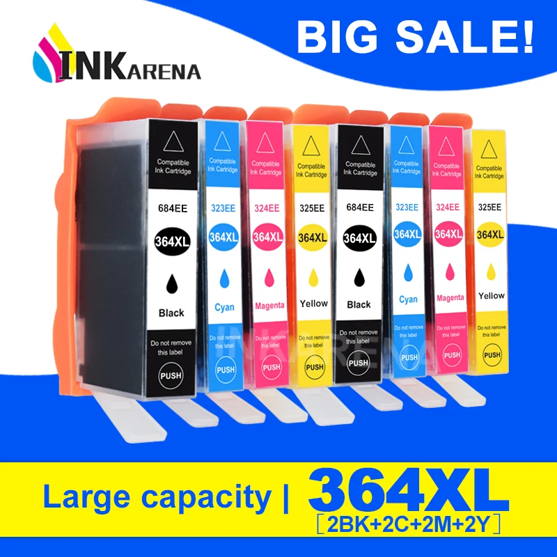 

INKARENA 2 Set 364XL Full Ink Cartridge For HP 364 Photosmart 5510 5515 6510 7520 6520 5520 B010a B109a B209a B209c Printer