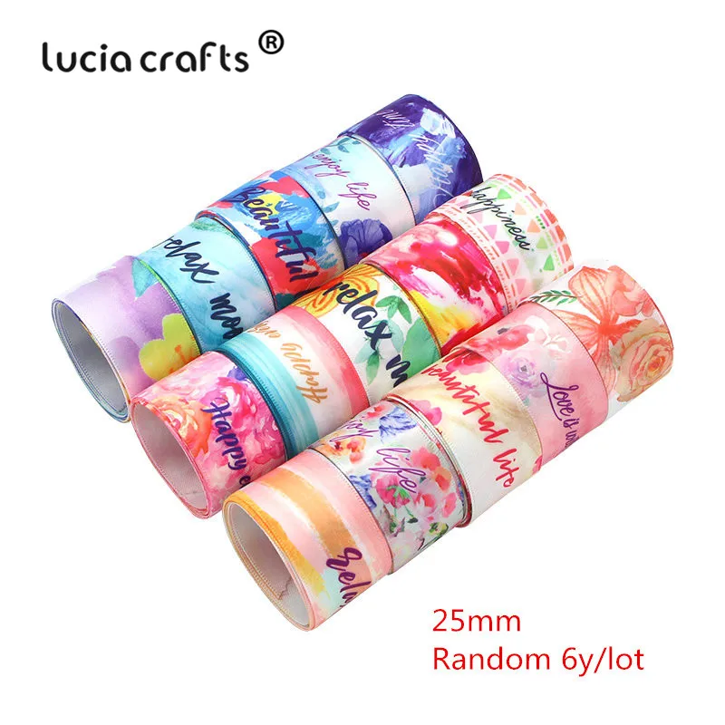 Style 33 random 6y Lucia crafts мульти смешанные печатные корсажные атласные ленты DIY Швейные банты для волос подарочная упаковка Рождественский ленточный аксессуар S0101 - Цвет: Style 33 random 6y