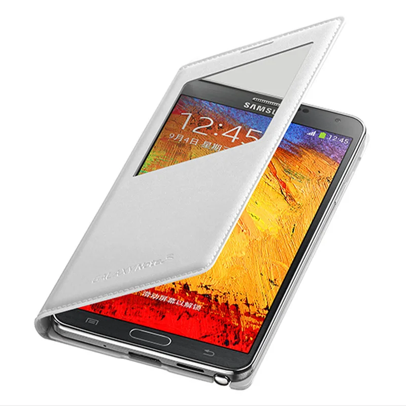 Флип-чехол с окошком для Samsung Note 3 умный кожаный чехол Galaxy n9005 N900 полная защита