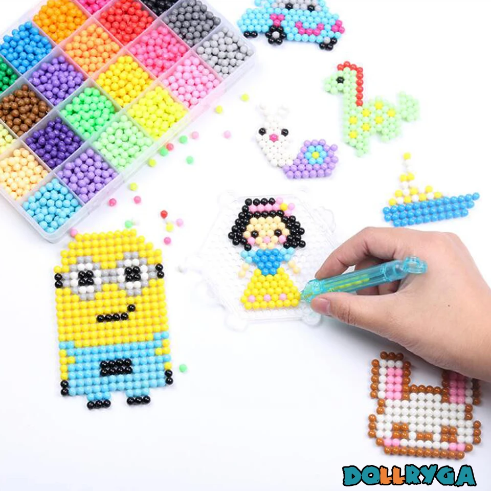 Набор Бусин DOLLRYGA из пазлов Bolas Aqua Hama 5 мм Подарочный браслет для девочек ткацкий