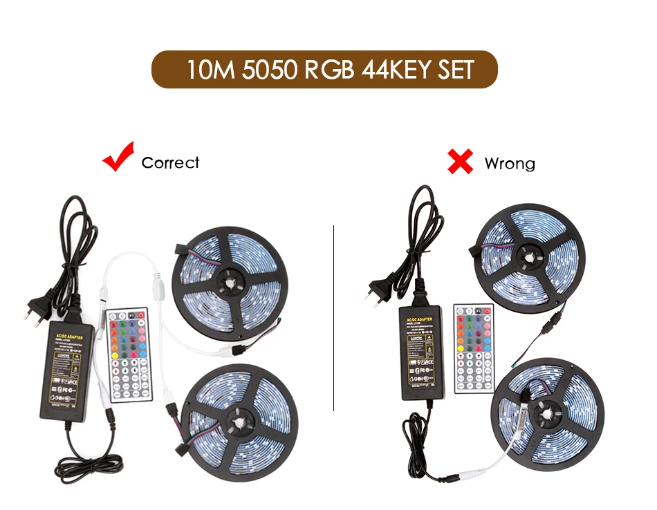 Светодиодный светильник DC 12 В RGB SMD 2835 5050 44Key с дистанционным питанием 5 м 10 м 15 м полный комплект Гибкая Диодная лента водонепроницаемый светильник ing