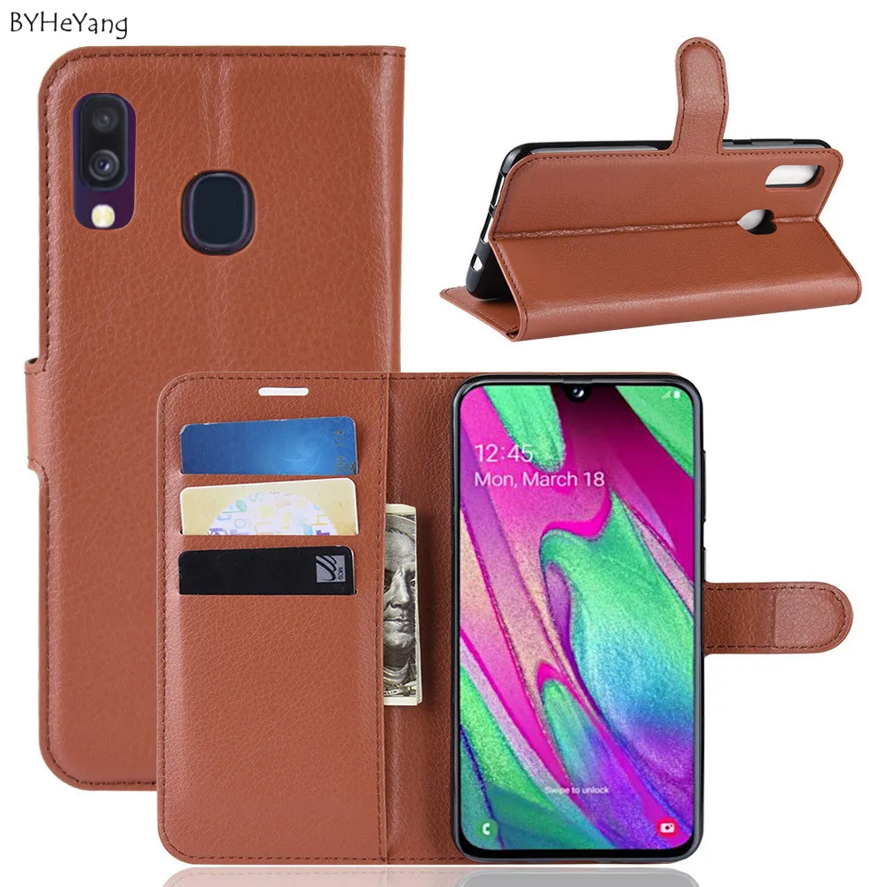 Для Samsung Galaxy A40 кожаный чехол-бумажник с откидной крышкой держатель для карт чехол
