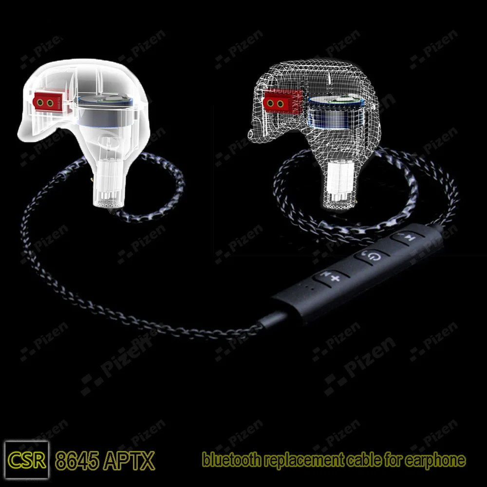 PIZEN BT66 CSR8645 Aptx Headphone Adapter Bluetooth Earbuds Wireless Replacement Cable for IE IE80