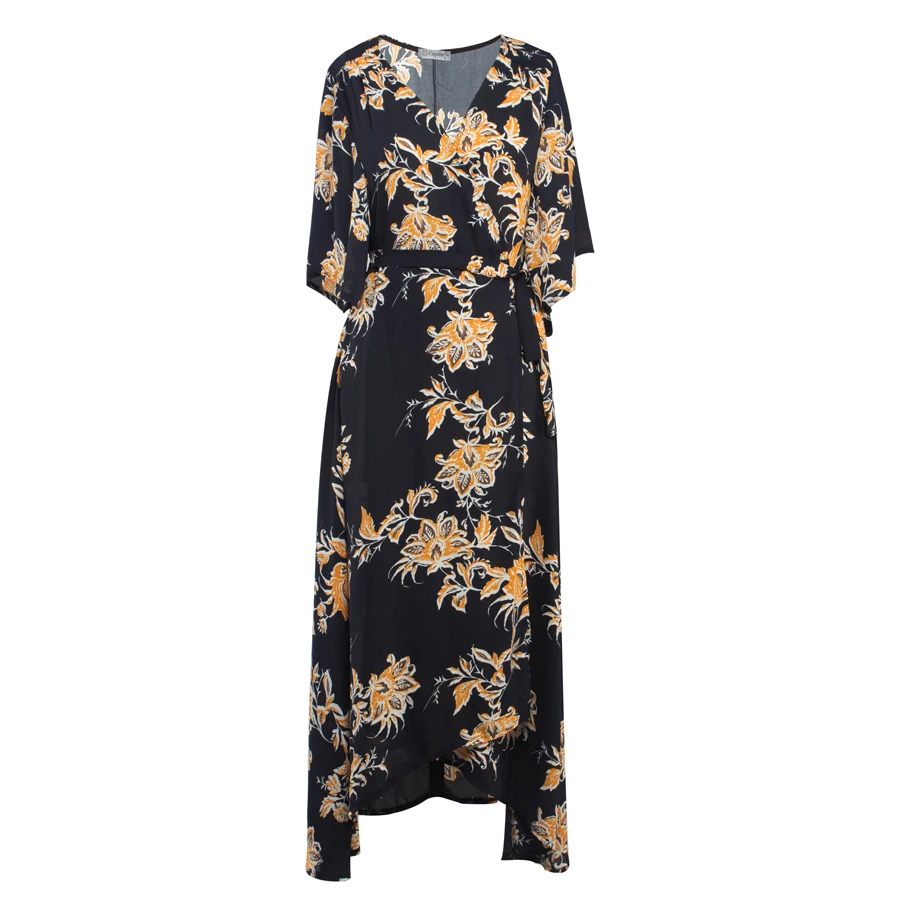 Женское винтажное платье LERFEY длинное пляжное с цветочным принтом и треугольным