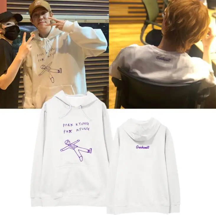 Kpop block b park kyung single album same cartoon printing pullover hoodies unisex loose fleece/thin k-pop sweatshirt