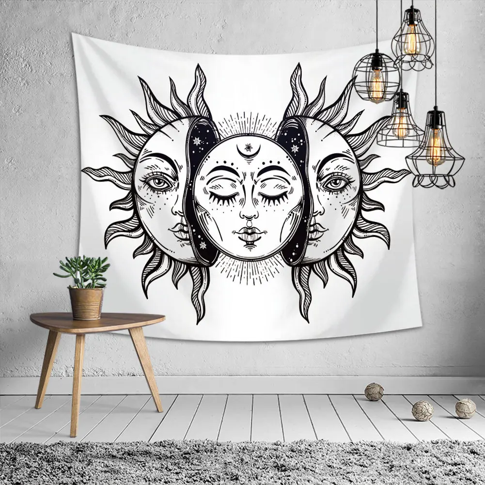 Enipate Sun Moon Face гобелен креативный Богемный Хиппи гобелены тканые Декоративные