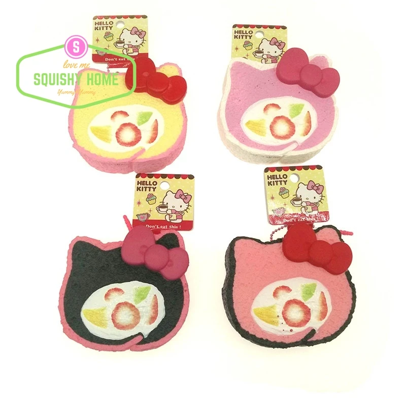 Kuutti мягкий розовый/желтый/черный медленный подъем Jumbo Kitty лук Kawaii Swizz Ролл торт