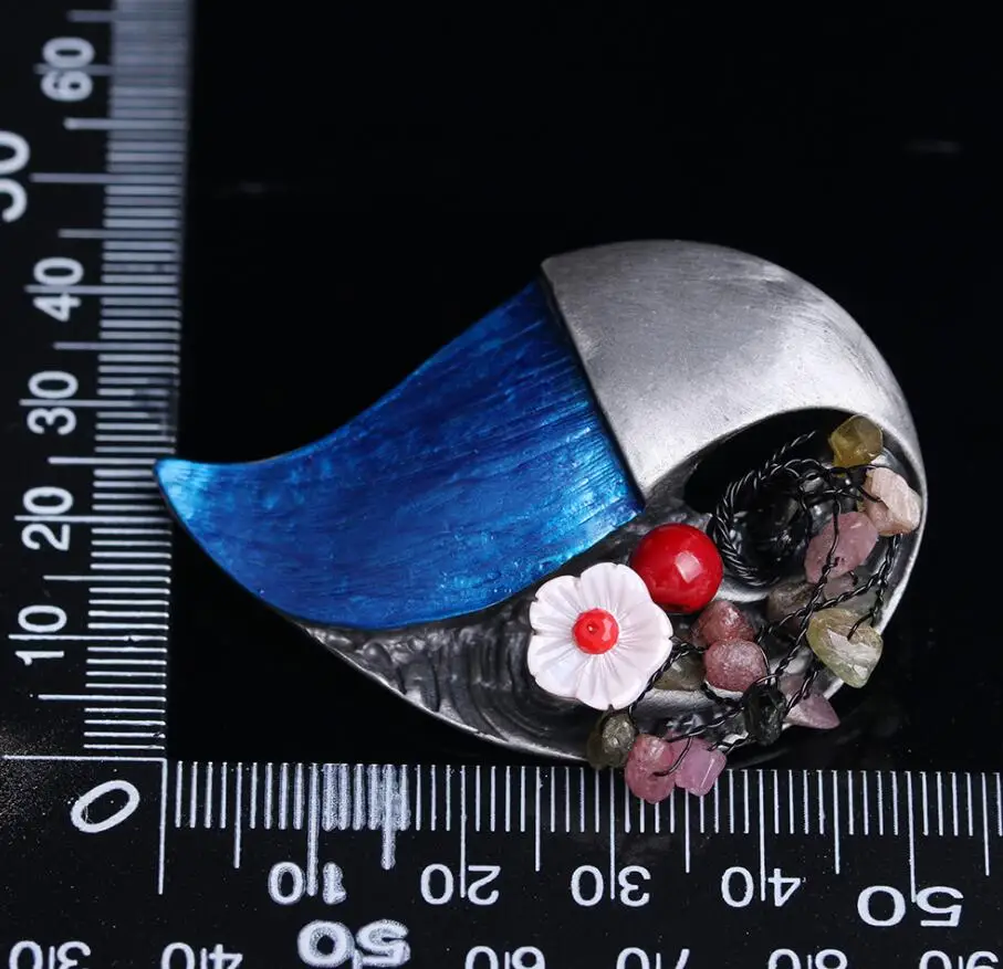 Старинная жестяная брошь в виде цветка ракушки булавка Tadpole форма камня