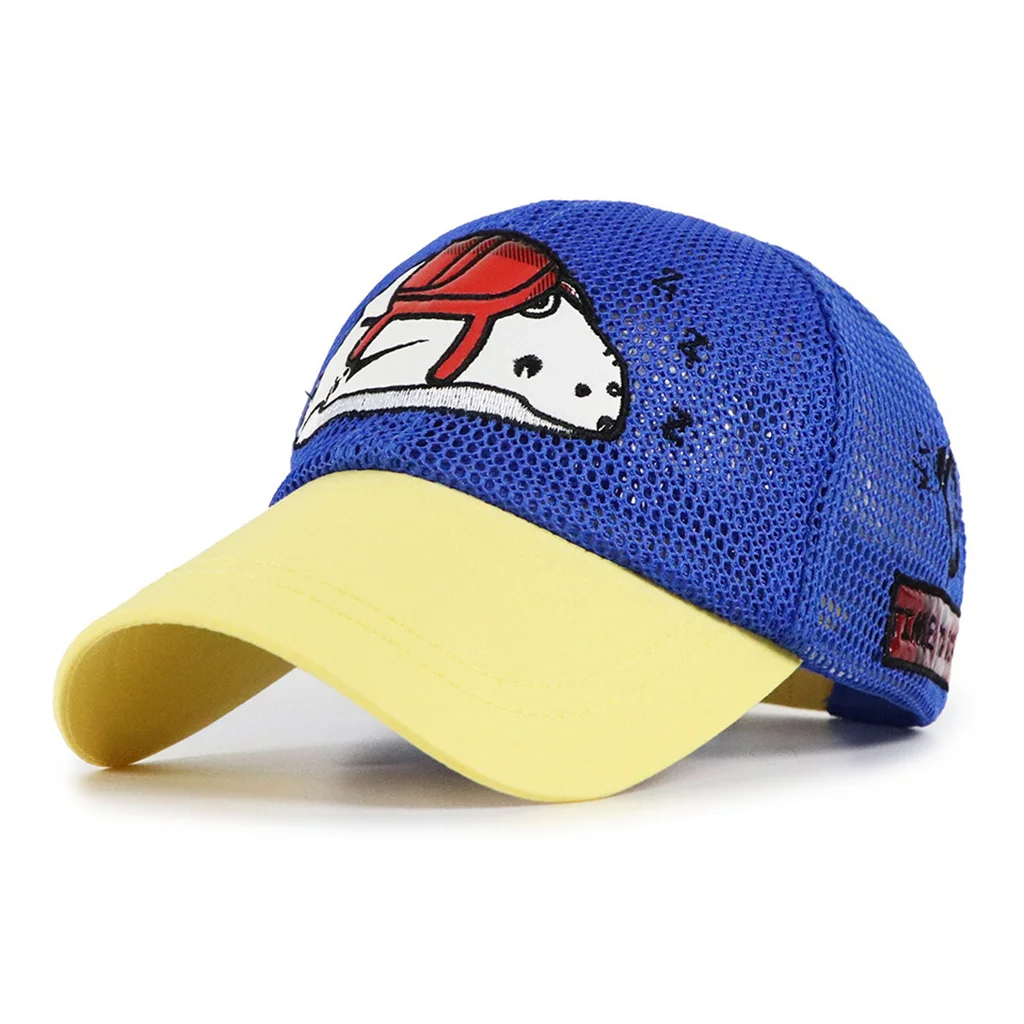 Blue TOHUIYAN Lovely Cartoon Baseball Cap For Children Summer Breathable Mesh Trucker Caps Kids Boys Girls Fashion Hip Hop Hats - Цвет: Blue