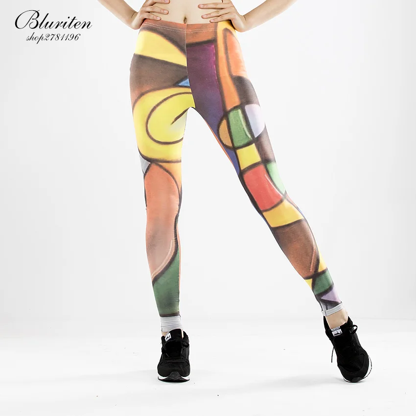 Живопись леггинсы Женские Геометрические Печатные Девушка Sexy Тонкий Женщины