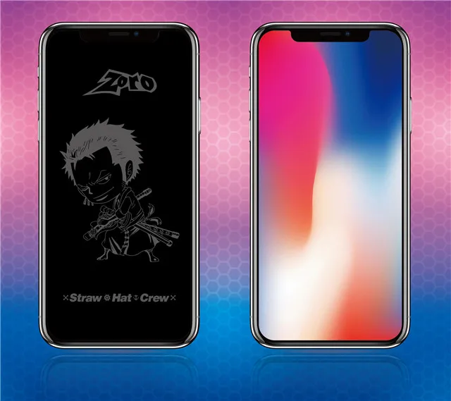 12 Sailor Moon One Piece Sesame Street Totoro Pattern For iPhone X XR XS Max 3D Full Screen Protector Tempered Glass - Цвет: 12