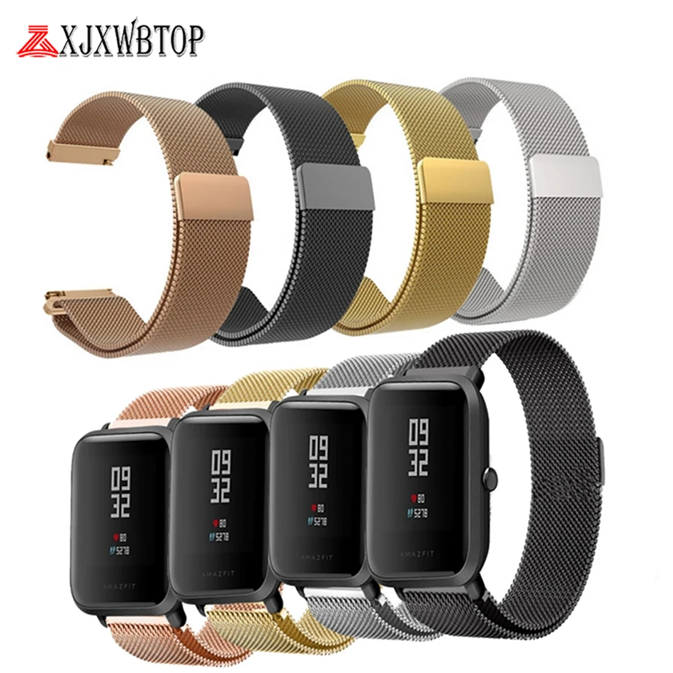 Миланский металлический ремешок для часов браслет для Amazfit Bip ремешок для часов для Xiaomi Huami Amazfit Bip Молодежные часы Миланский нержавеющая сталь