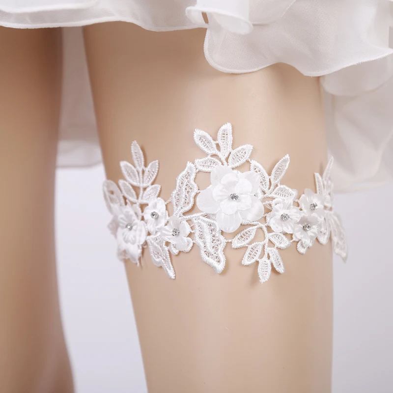 2019 Свадебные Подвязки Стразы Вышивка цветочное бисероплетение белые