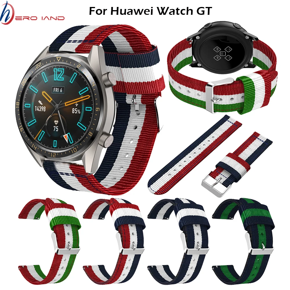 Ремешок нейлоновый для наручных часов Huawei Watch GT Honor Magic браслет смарт Huami Amazfit Samsung