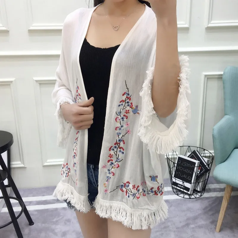 Винтажные вышитые цветы весенние пальто женские 4 цвета летние кардиганы которые