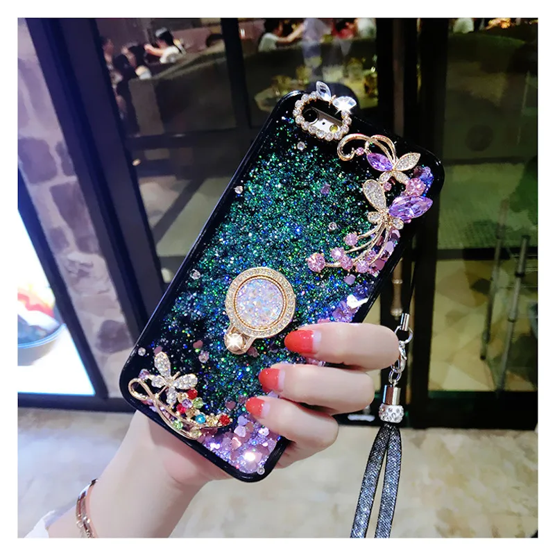 Для iphone XS XR MAX 11 12 mini Pro 6 7 8 плюс с подвесками в виде милых Стразы кольцом подставкой