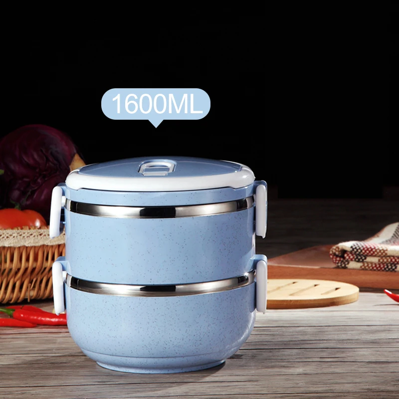 Двухслойный ланчбокс для посуды и тарелок набор из нержавеющей стали зернистая