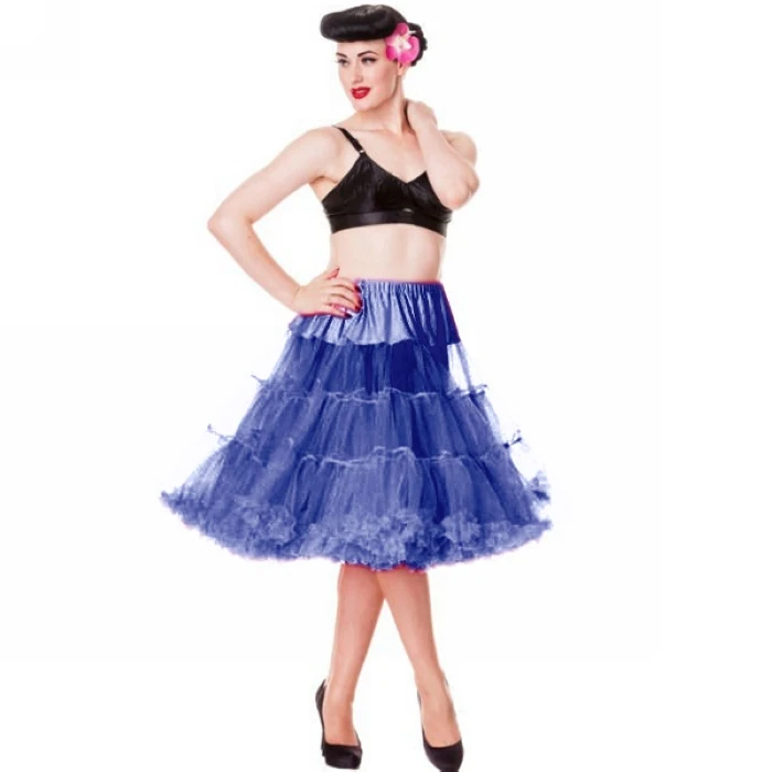 navy blue 20 цветов 65 см Женская мини-юбка из мягкой ткани длинная Сексуальная плиссированная шифоновая подкладка «рокабилли» юбка-пачка из тюля для девушек - Цвет: navy blue