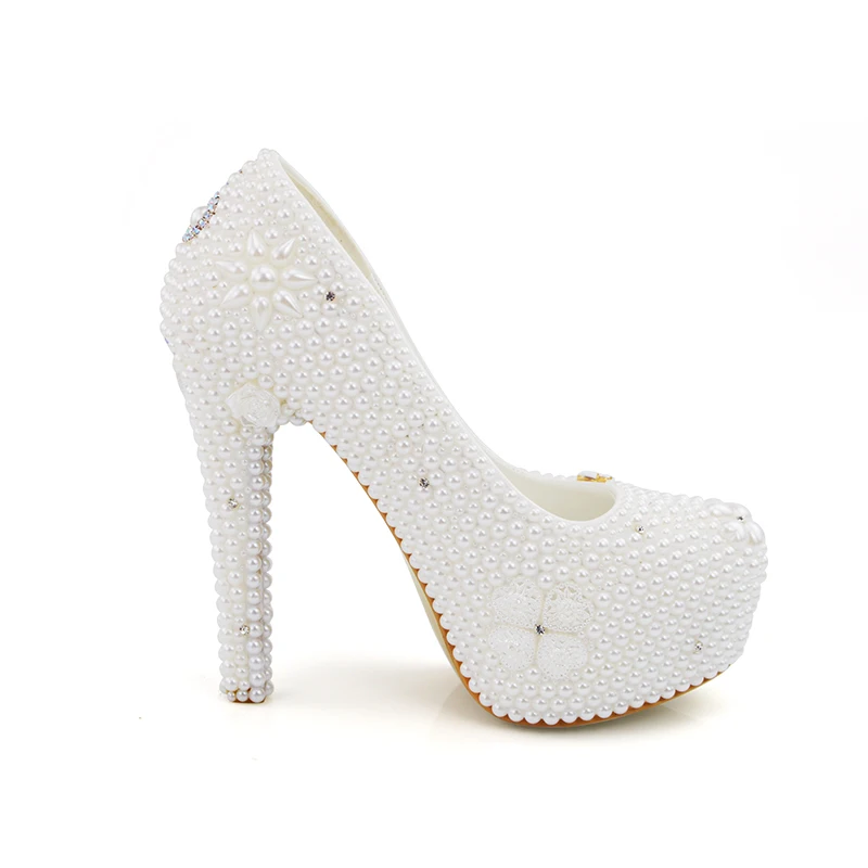 Женские туфли на высоком каблуке белый жемчуг с красными губками Свадебная обувь