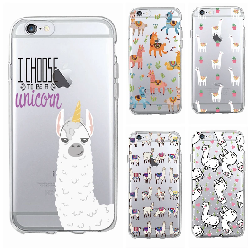 Kawaii милые ламы альпаки Животные мультфильм мягкий чехол для телефона iPhone X 5 5S 6 6s
