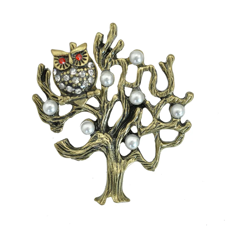 Lucky винтажная Сова металлическая брошь в виде дерева античном стиле Лес Стиль