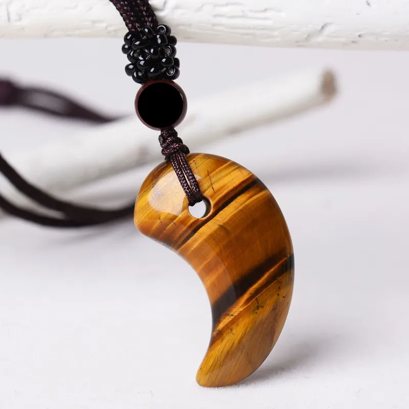 Ожерелье натуральный желтый тигровый глаз подвеска Кристалл аксессуары шнурок