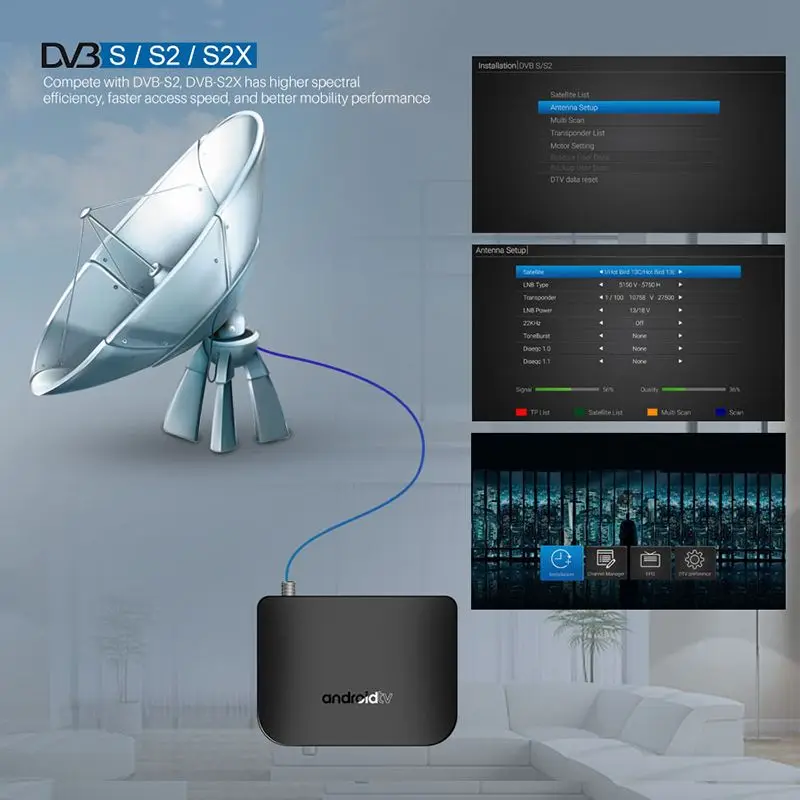 DVB-S2 Android tv Box Amlogic S905D 2 4G wifi Поддержка 4K H.265 DVB S2 S2X спутниковый ресивер Mini M8S Plus Smart
