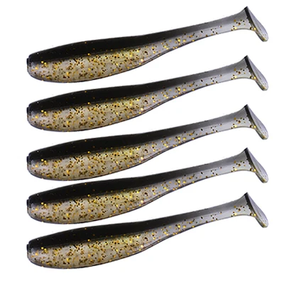 Black JonStar Easy Shiner, 5 шт./лот, Мягкая приманка, 7 см/2,2 г, приманка для рыбалки, силиконовая приманка, мягкая пластиковая приманка для ловли щуки - Цвет: Black