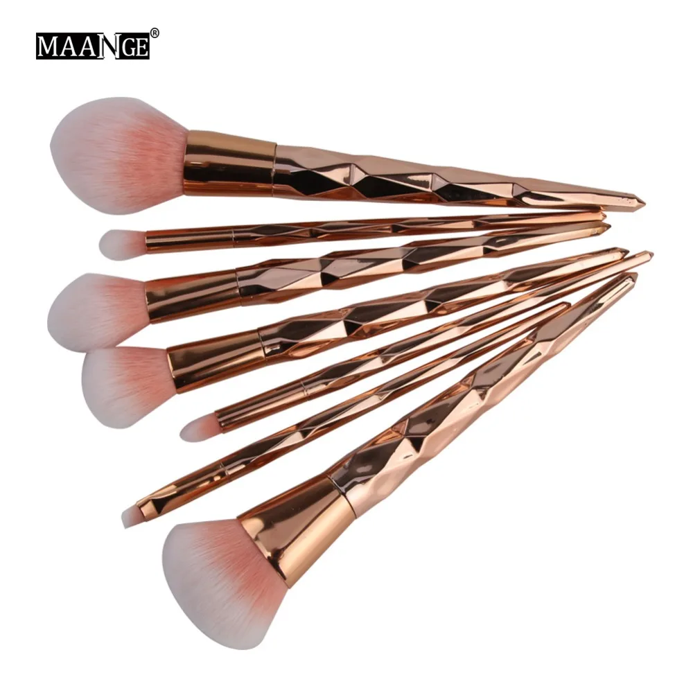 7/8 шт. Diamond Rose Gold набор кистей для макияжа пудра смесь Румяна Тени для век Карандаш для губ Русалка Кисть для макияжа Красота ящик для инструментов