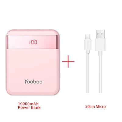 Yoobao m4pro 10000 мАч мини красочный мобильный Запасные Аккумуляторы для телефонов 2 Порты USB 2A Выход и 2A Вход светодиодный цифровой телефон Батарея Зарядное устройство - Color: PK-add Micro Cable