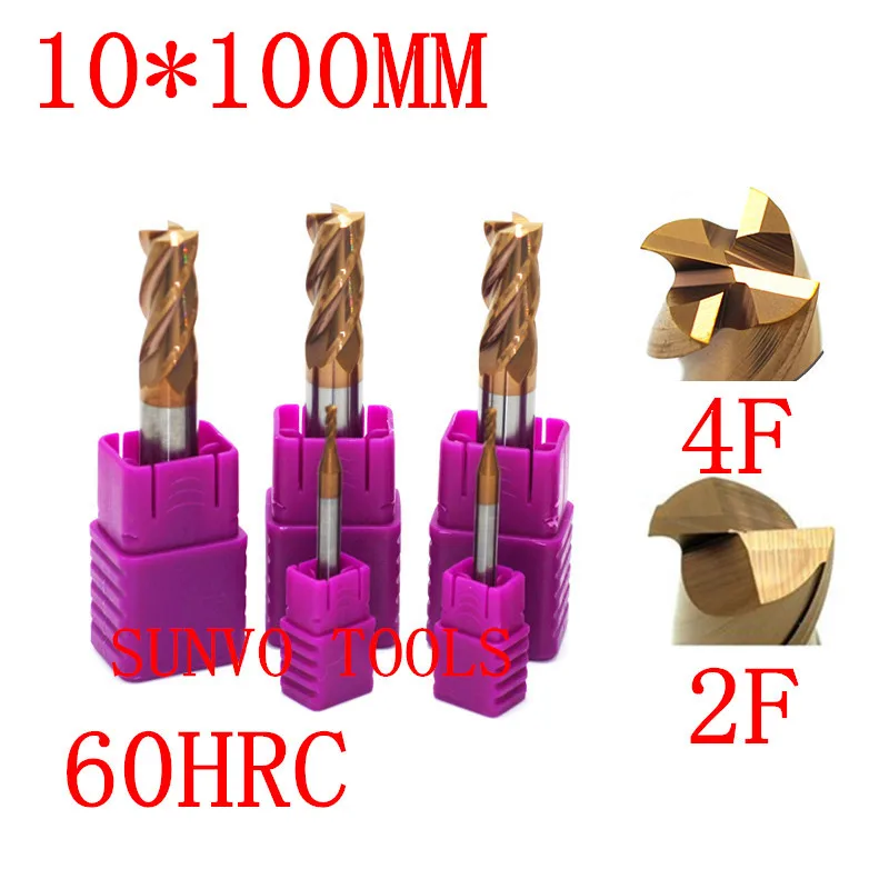Концевая фреза из карбида вольфрама 2 шт. 4F 4/2 HRC45 HRC50 HRC55 HRC60 HRC65 10 мм|cutter milling|milling