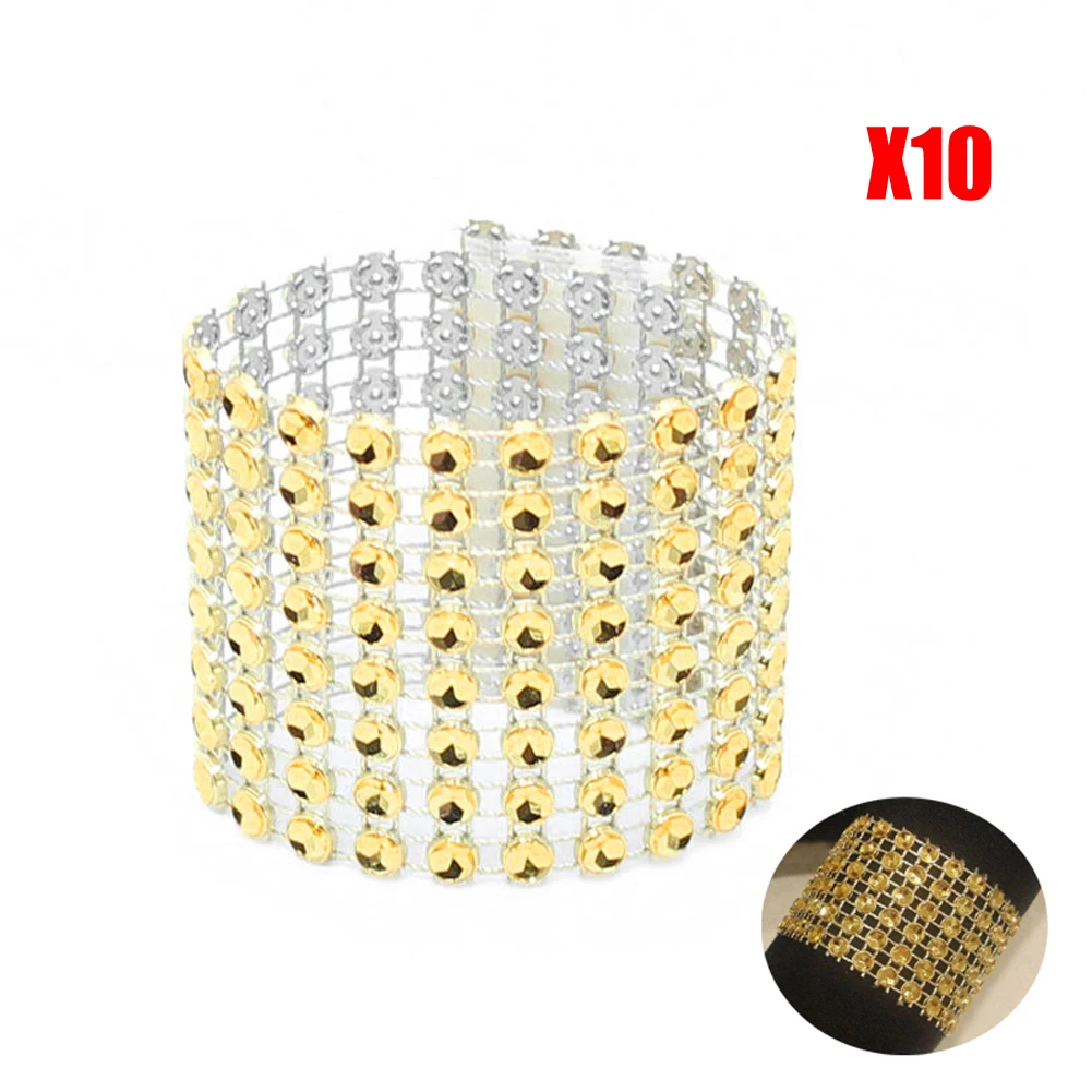 Golden 10Pcs 20/50/100 шт. цвета: золотистый, Серебристый кольца для салфеток Свадьба салфетки Председатель Пояса Луки Держатель Свадебный декор событие ремесел праздничный вечерние поставки - Цвет: Golden 10Pcs
