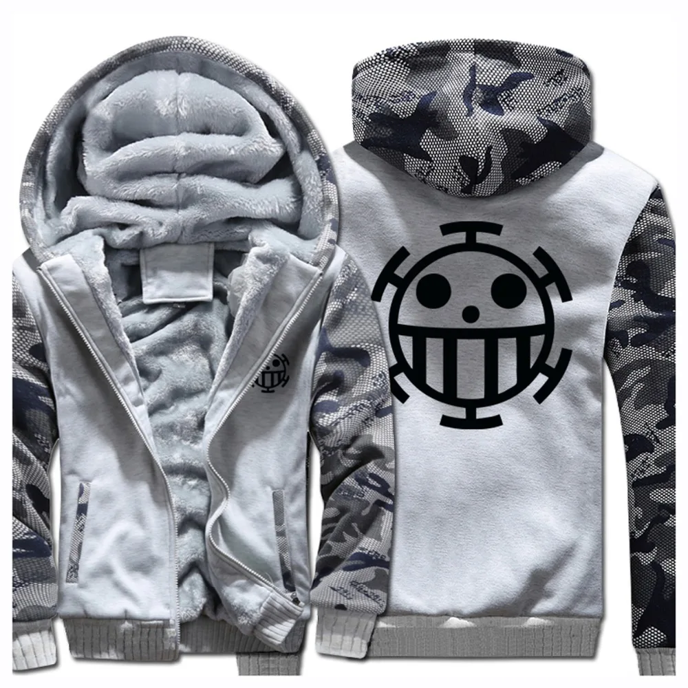 Аниме цельные толстовки Trafalgar Law Q пальто с капюшоном Толстая молния Мужской