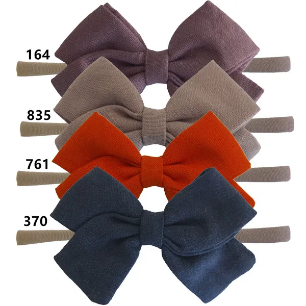 Solid color Set 3 4 шт. хлопчатобумажные тканевые банты, повязки на голову, бант для волос, эластичные резинки для волос, завязанные ободки для волос с бантиками, милые детские головные уборы для девочек, аксессуары для волос - Цвет: Solid color Set 3