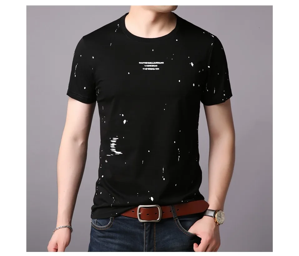 COODRONY, хлопковая Мужская футболка, модная, в горошек, с коротким рукавом, футболка для мужчин, лето, новая уличная одежда, повседневная, с круглым вырезом, футболка Homme S95008