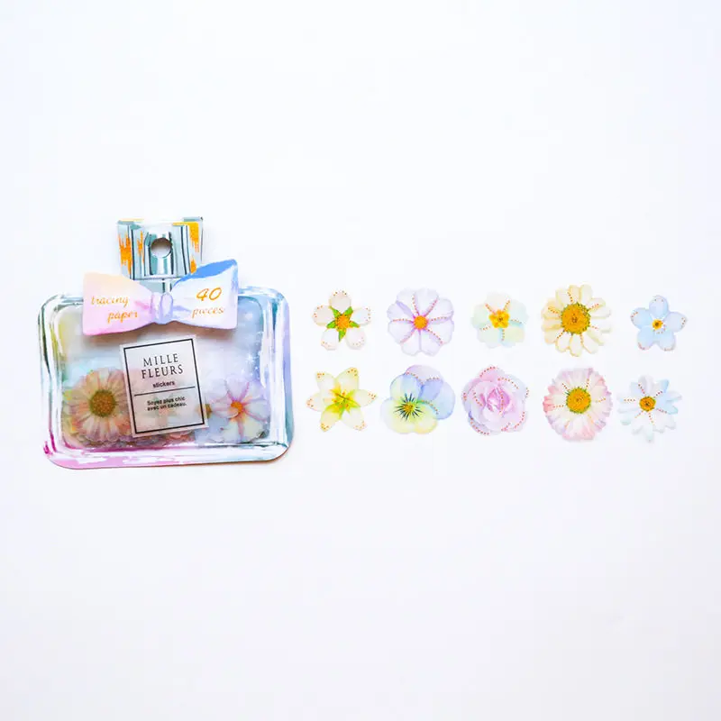 40PCs Paper Sticker Flower Design Gift Tag Party Wedding Home Decorations Stationery Planner Scrapbooking DIY Accessories 10*7CM | Дом и сад