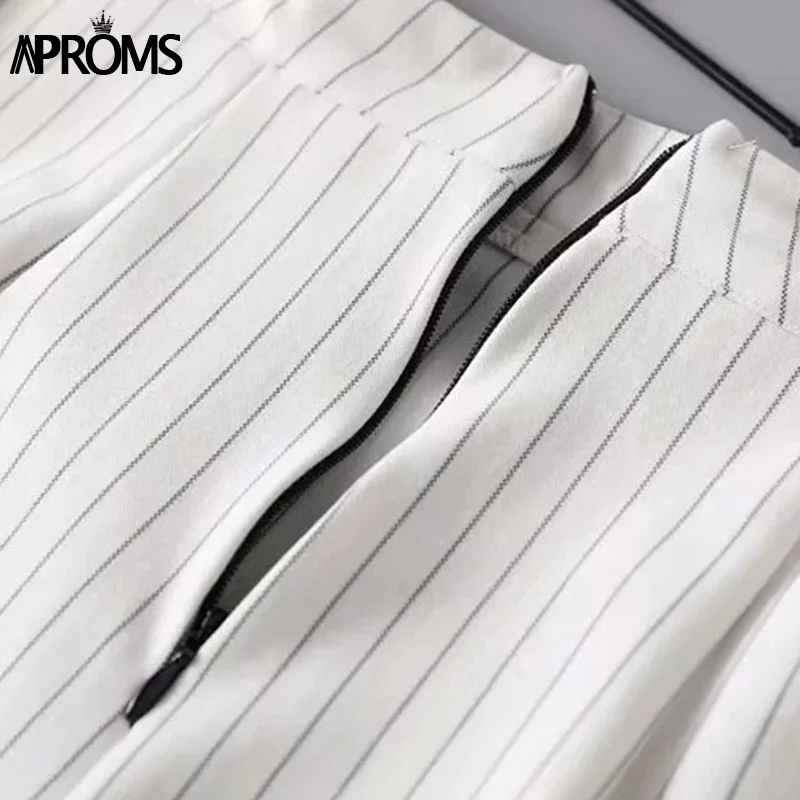 Aproms, корейский стиль, черная короткая мини-юбка в полоску, женская летняя сексуальная уличная юбка-карандаш с молнией сзади, Женская юбка с высокой талией