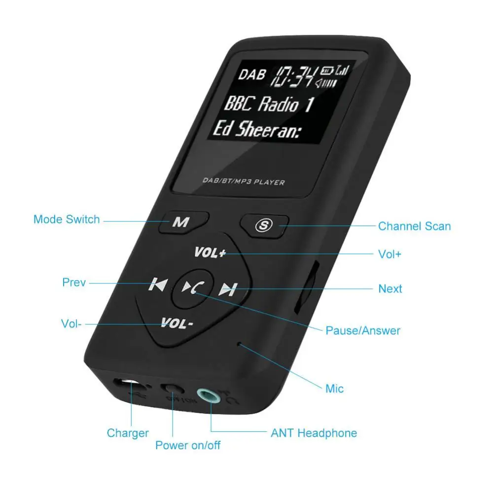 Автомобильный DAB + радиоприемник FM станция Громкая связь Bluetooth MP3 плеер со