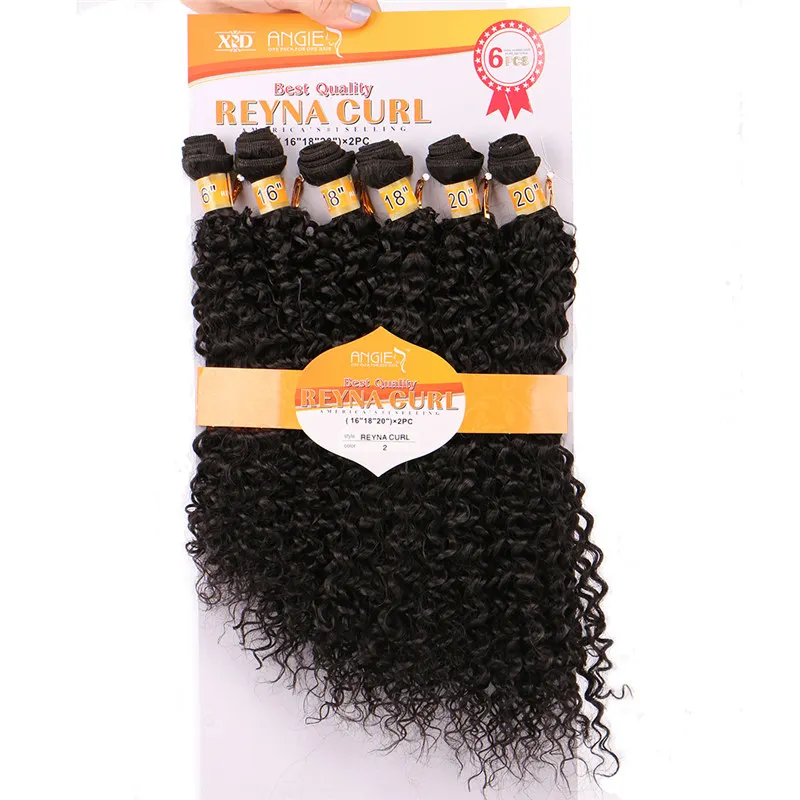 #2 Kinky Curly Wave High Temperature Fiber Weave REYNA Synthetic Hair Bundles 6pcs/Lot hair Gram - Цвет: #2