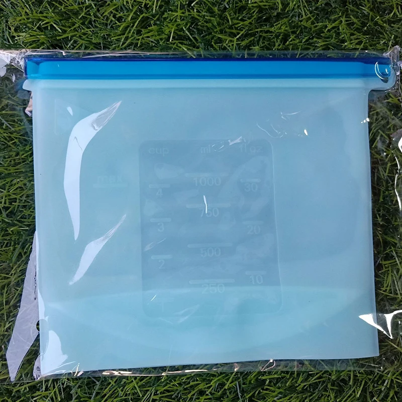 1000 мл силиконовый мешочек для еды Ziplock Reusabl Герметичный вакуумный упаковщик для холодильника для хранения фруктов, мяса, молока, кухонные принадлежности