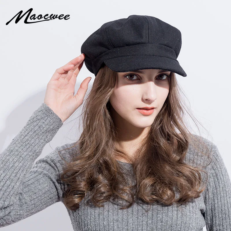 

High Quality Fashion Artist Wool Women Beret Hat For Women Cap Female Cap Casual Dome Bare Color Chapeu Feminino Boina