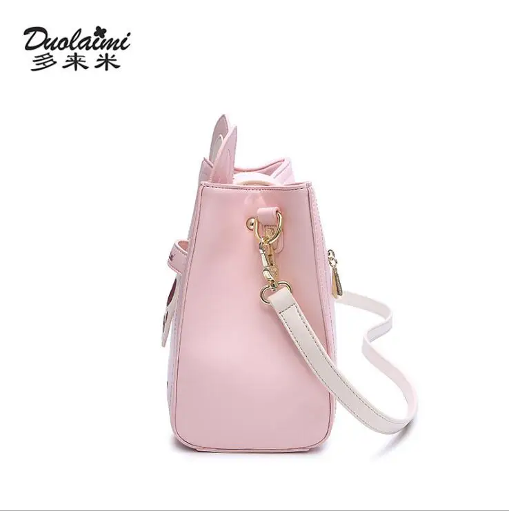 DuoLaiMi, сумки для женщин,, розовая сумка через плечо, вышивка, bolsa feminina, искусственная кожа, животное, леди, мультфильм, женские сумки на плечо с клапаном